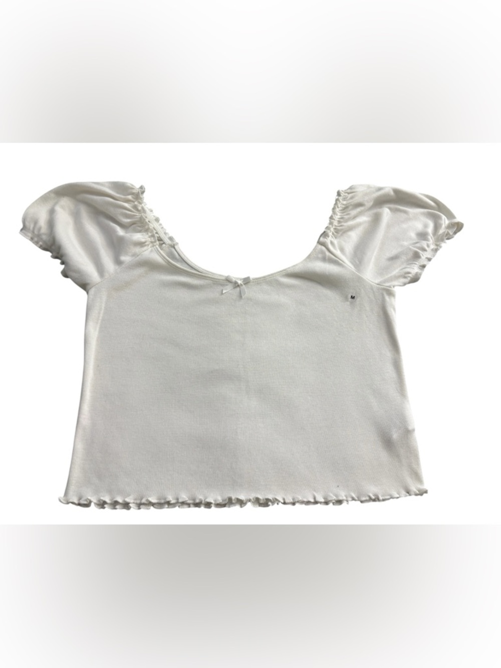 AMERICAN EAGLE White Puff Sleeve Crop Top Women’s Medium NWOT